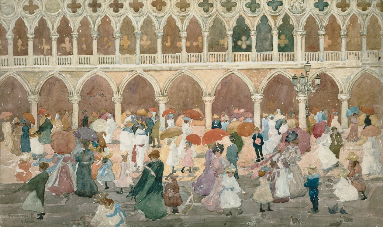 Sluneční světlo na Piazzettě od Maurice Brazil Prendergast