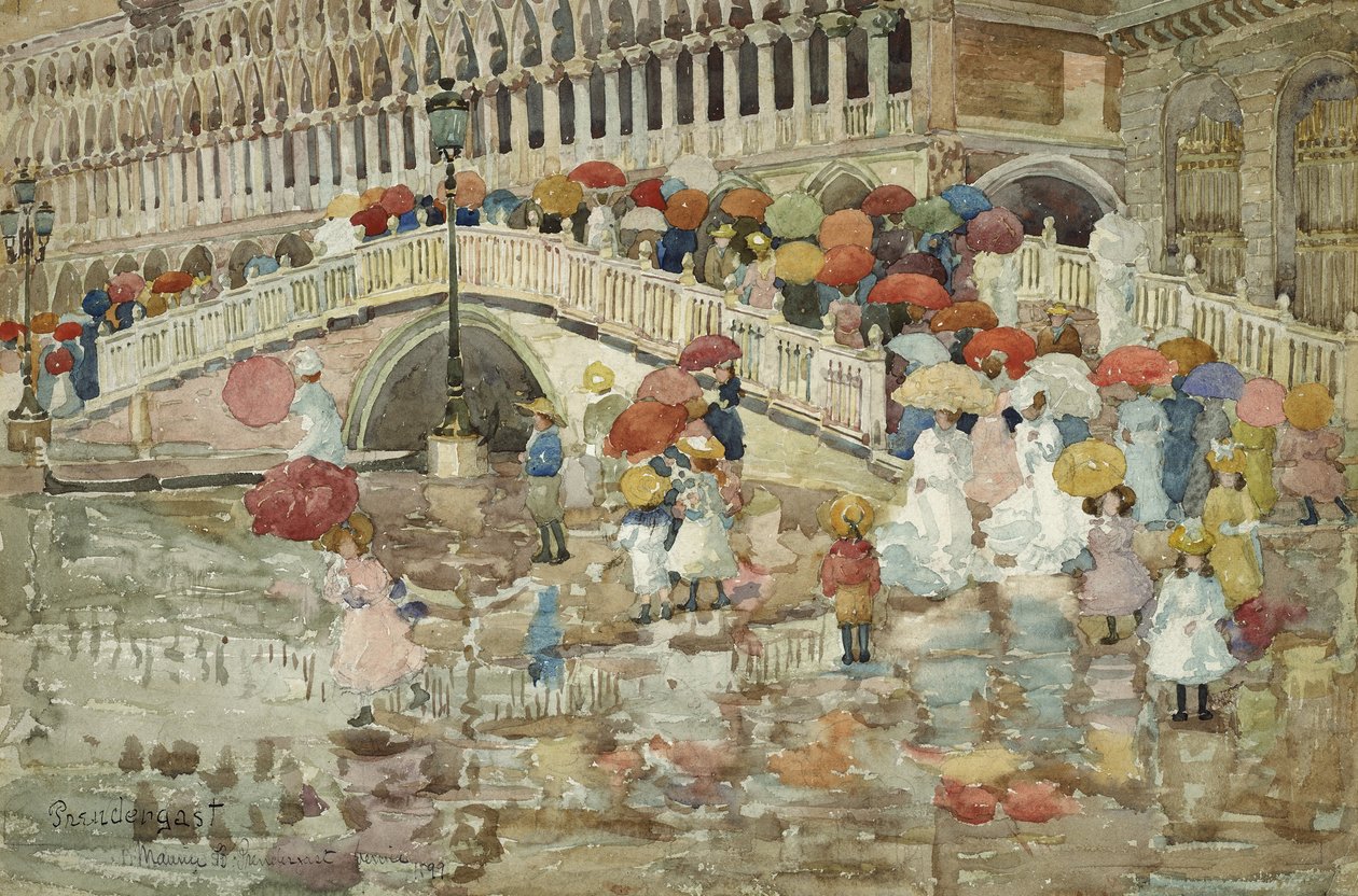 Deštníky v dešti od Maurice Brazil Prendergast