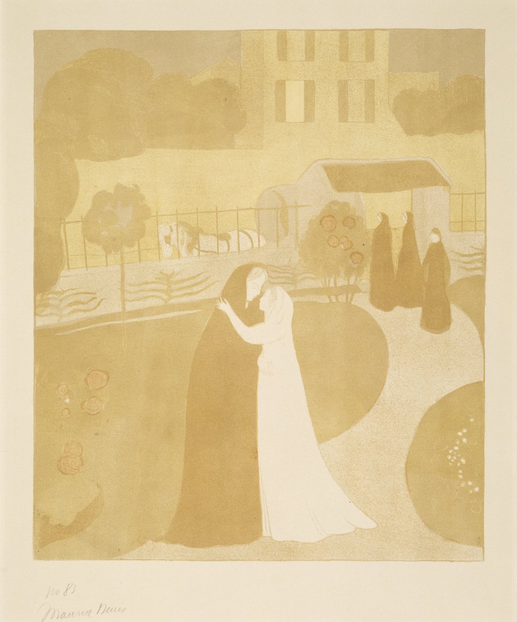 La Visitation a la Villa Montrouge (Návštěva ve městě Montrouge), 1896 (barevná litografie) od Maurice Denis