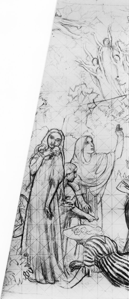 Melisande, detail z návrhu stropu Theatre des Champs-Elysees, Paříž, 1912 (uhlí a křída na papíře) od Maurice Denis
