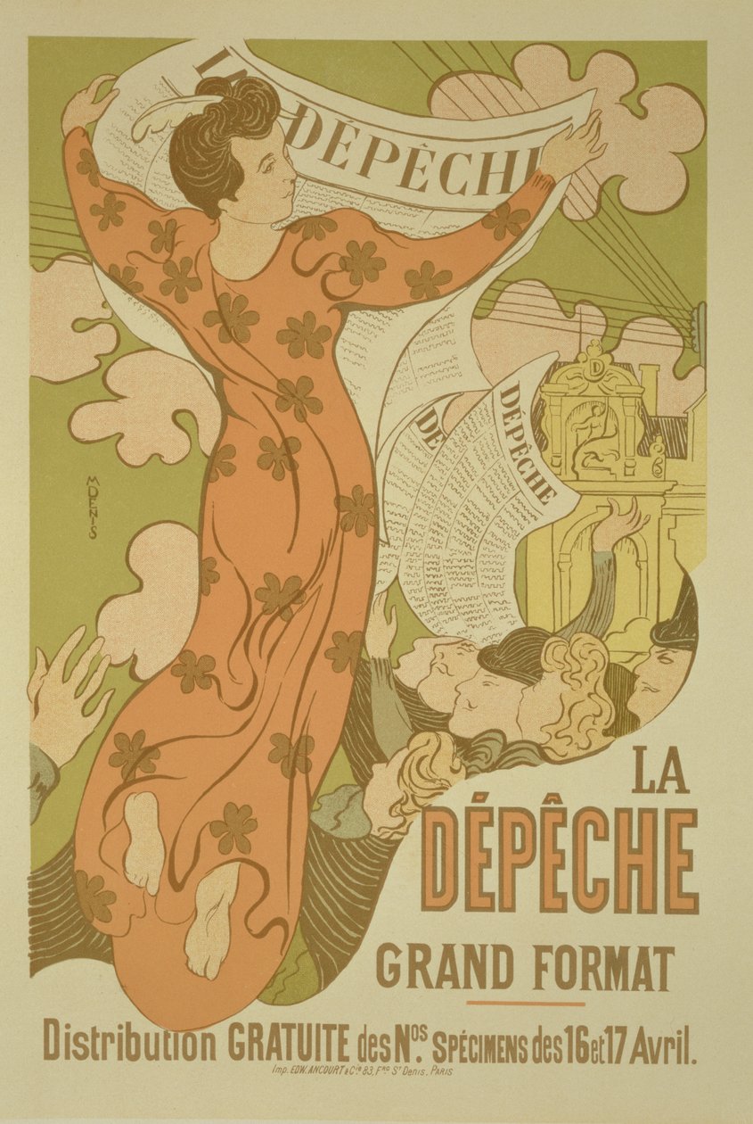 Reprodukce plakátu s reklamou na noviny „La Depeche de Toulouse“, 1892 od Maurice Denis