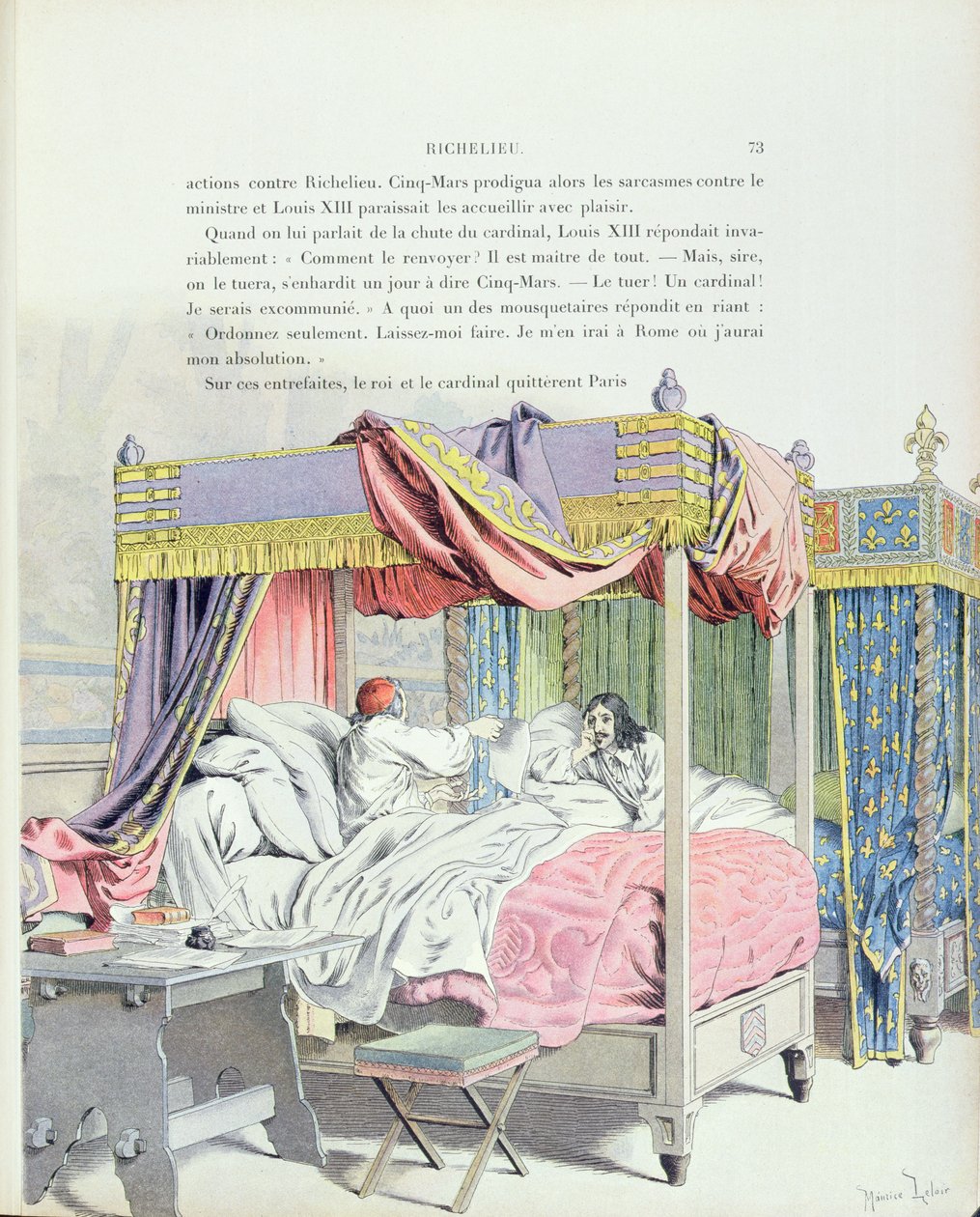Armand-Jean du Plessis, kardinál Richelieu (1585-1642) a Louis XIII (1601-1643), ilustrace ze života Richelieu od Theodora Camu, 1910 od Maurice Leloir