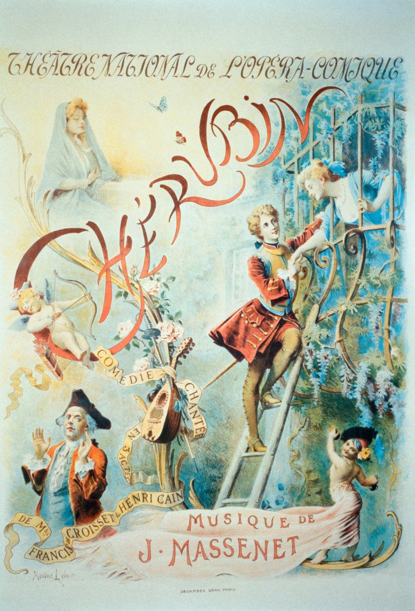 Cherubin, opera Julese Masseneta (12. května 1842 - 13. srpna 1912) od Maurice Leloir