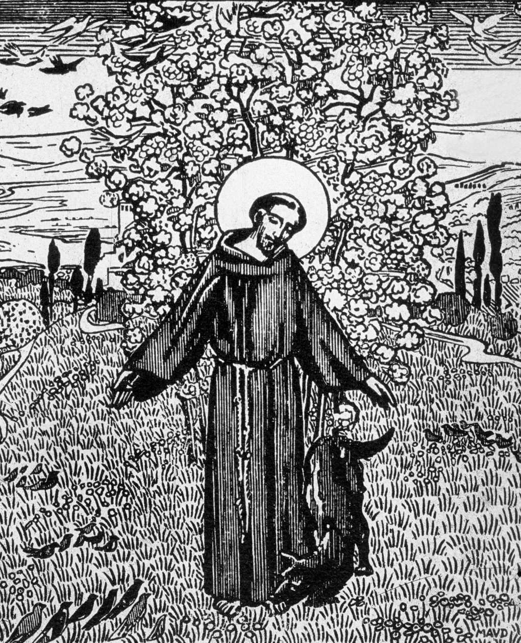 Svatý František z Assisi (1181-1226), vyrytý Jacquesem Beltrandem podle kresby Maurice Denise od Maurice (after) Denis