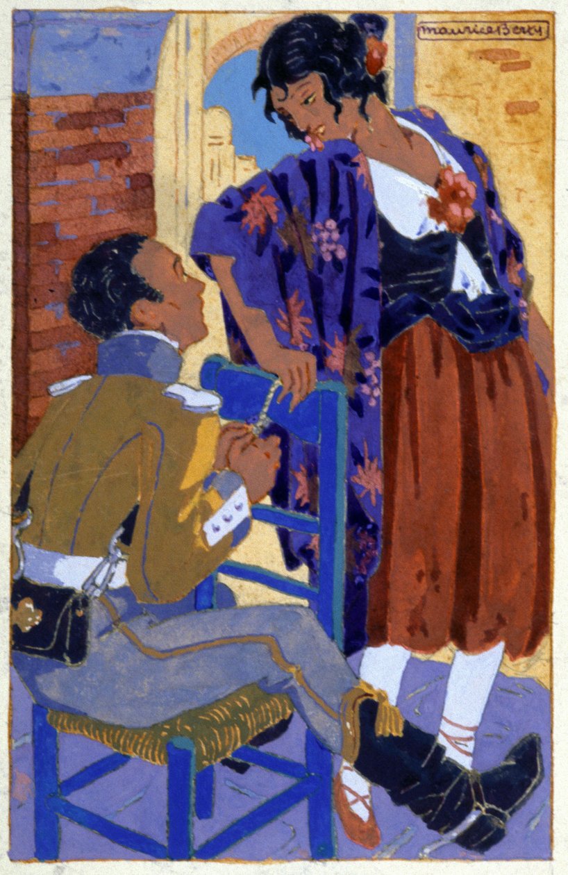 Don Jose a Carmen, c. 1930 (ilustrace) od Maurice Berty