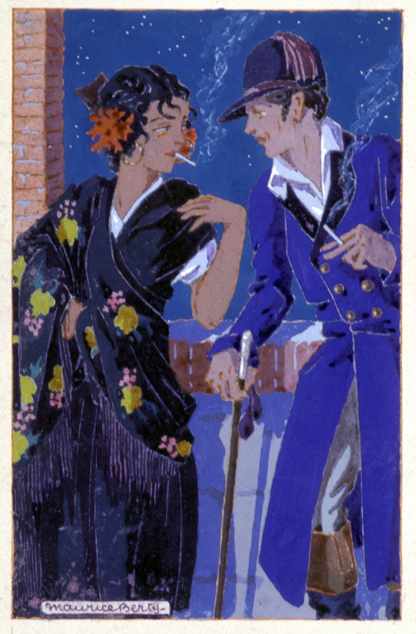 Don Jose a Carmen kouří, c. 1930 (ilustrace) od Maurice Berty