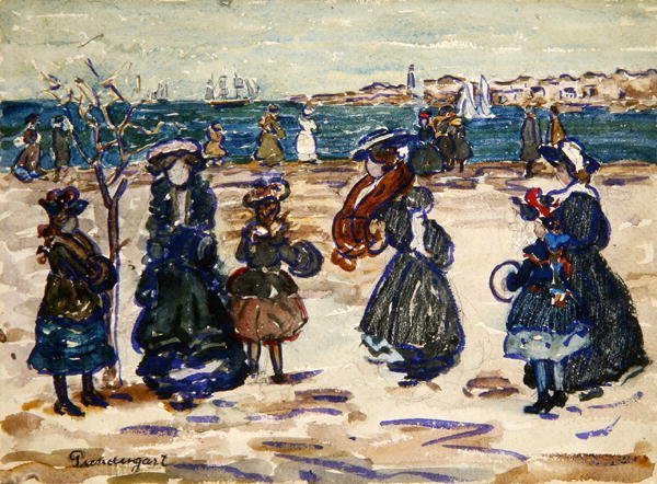 Přes přístav, Salem (akvarel a kvaš přes grafit na papíře) od Maurice Brazil Prendergast