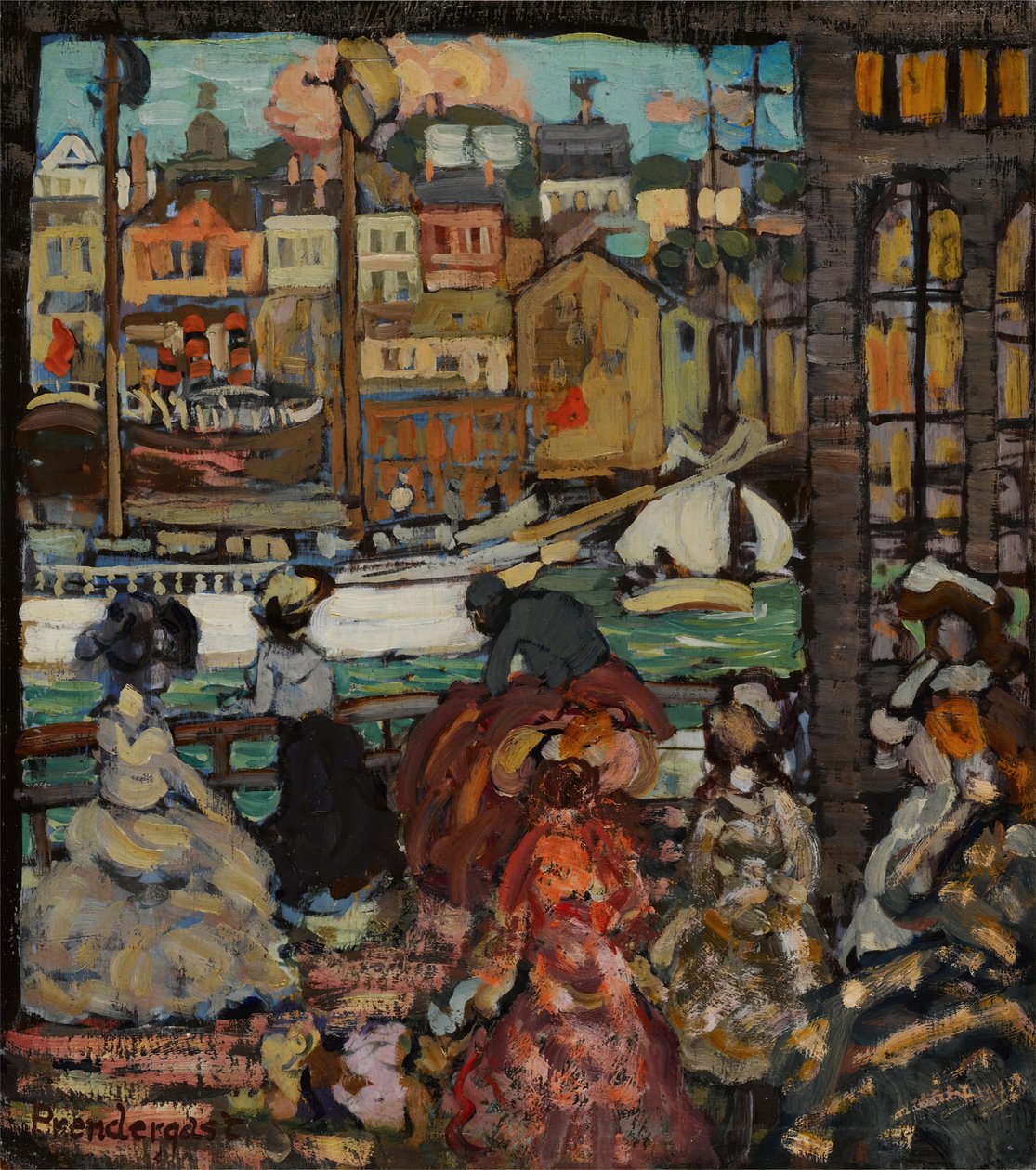 East Boston Ferry, cca 1907-10 (olej na panelu) od Maurice Brazil Prendergast