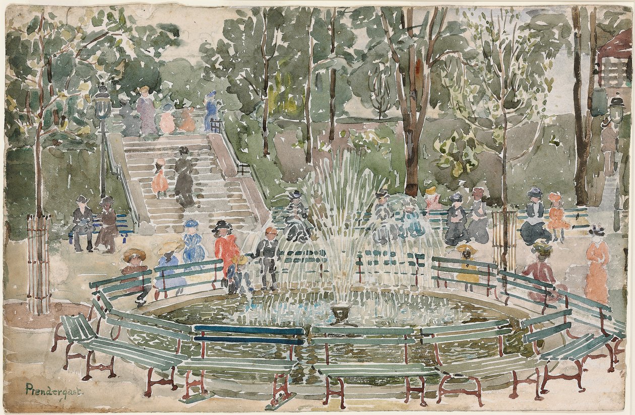 Fontána, Central Park od Maurice Brazil Prendergast
