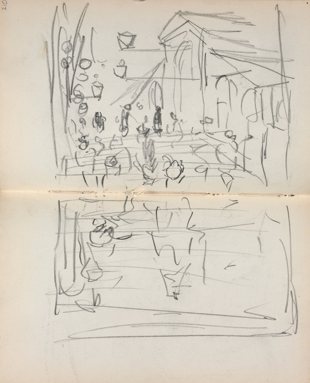 Italský náčrtník: Most s figurami strana 209 & 210, 1898-1899. od Maurice Brazil Prendergast