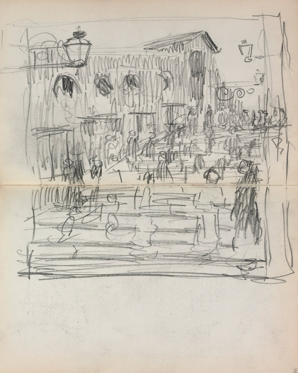 Italský skicář: Most s figurami strana 93 & 94, 1898-1899. od Maurice Brazil Prendergast