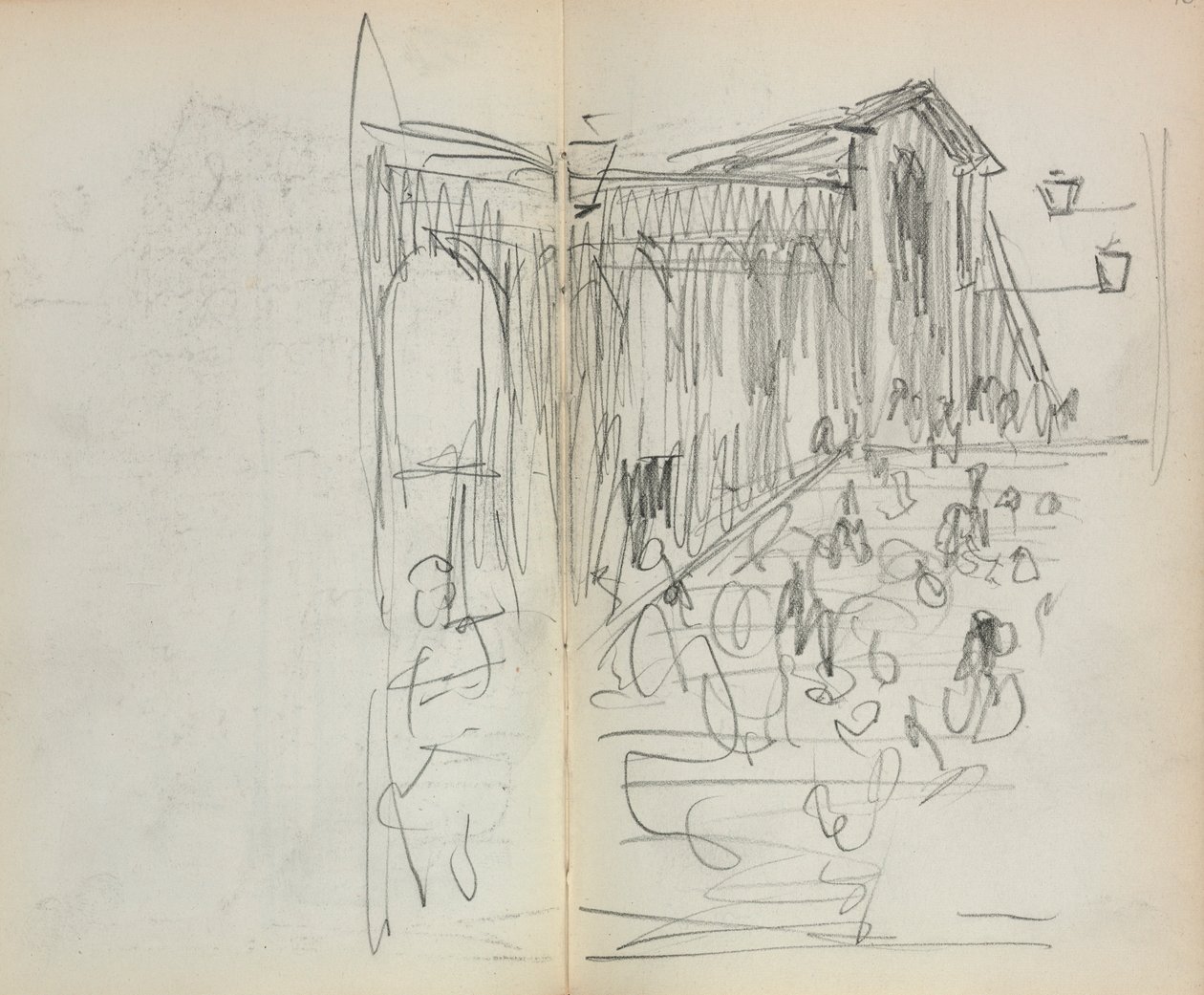 Italský skicář: Most s figurami strana 95 & 96, 1898-1899. od Maurice Brazil Prendergast