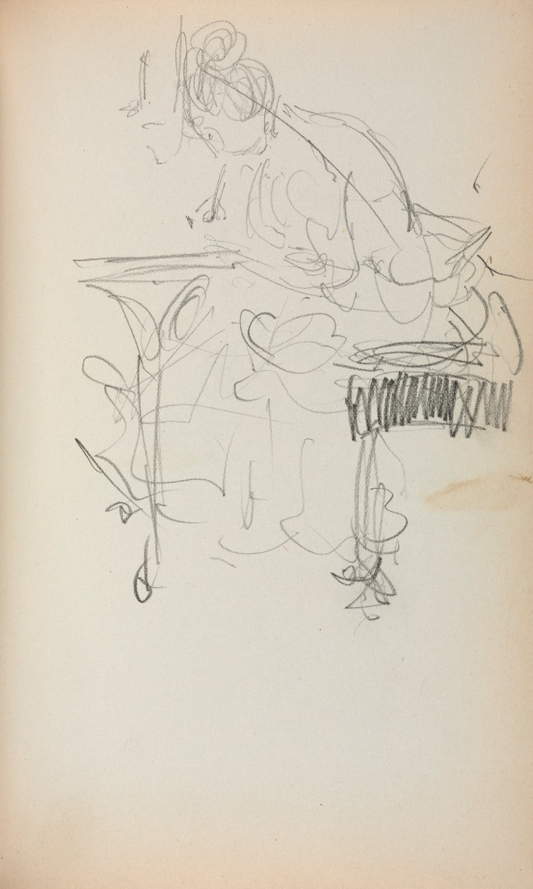Italský náčrtník: Šití sedící ženy strana 153, 1898-1899. od Maurice Brazil Prendergast