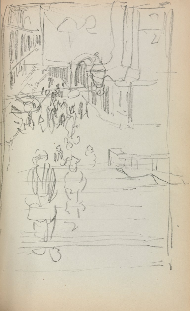 Italský náčrtník: Schody s figurami strana 165, 1898-1899. od Maurice Brazil Prendergast