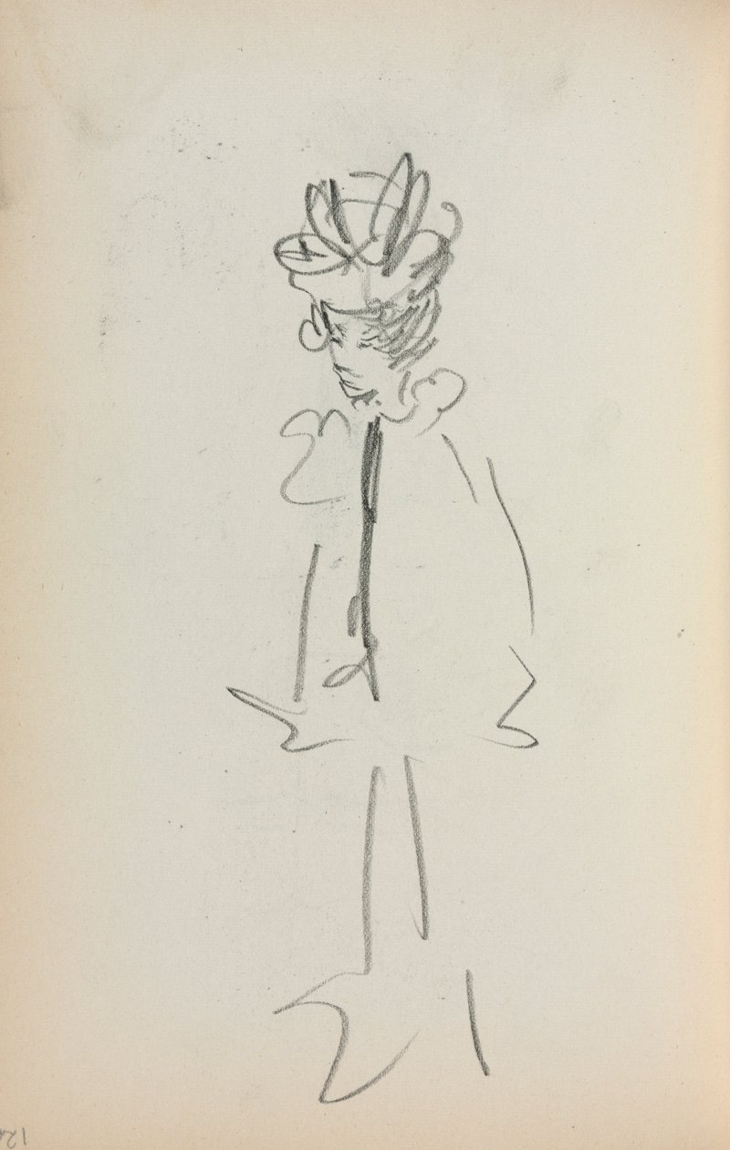 Italský skicář: Stojící žena 34 Zobrazit stranu 126, 1898-1899. od Maurice Brazil Prendergast