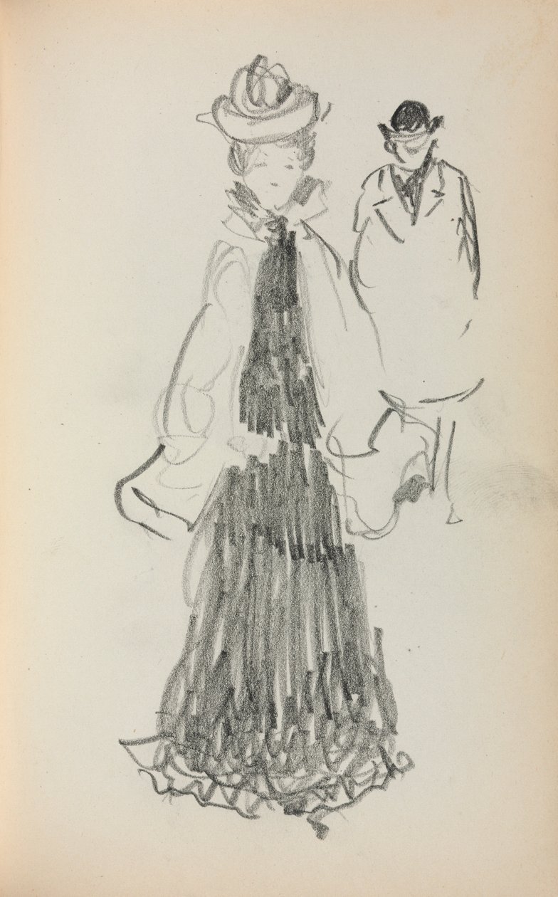 Italský náčrtník: Stojící žena a muž strana 125, 1898-1899. od Maurice Brazil Prendergast