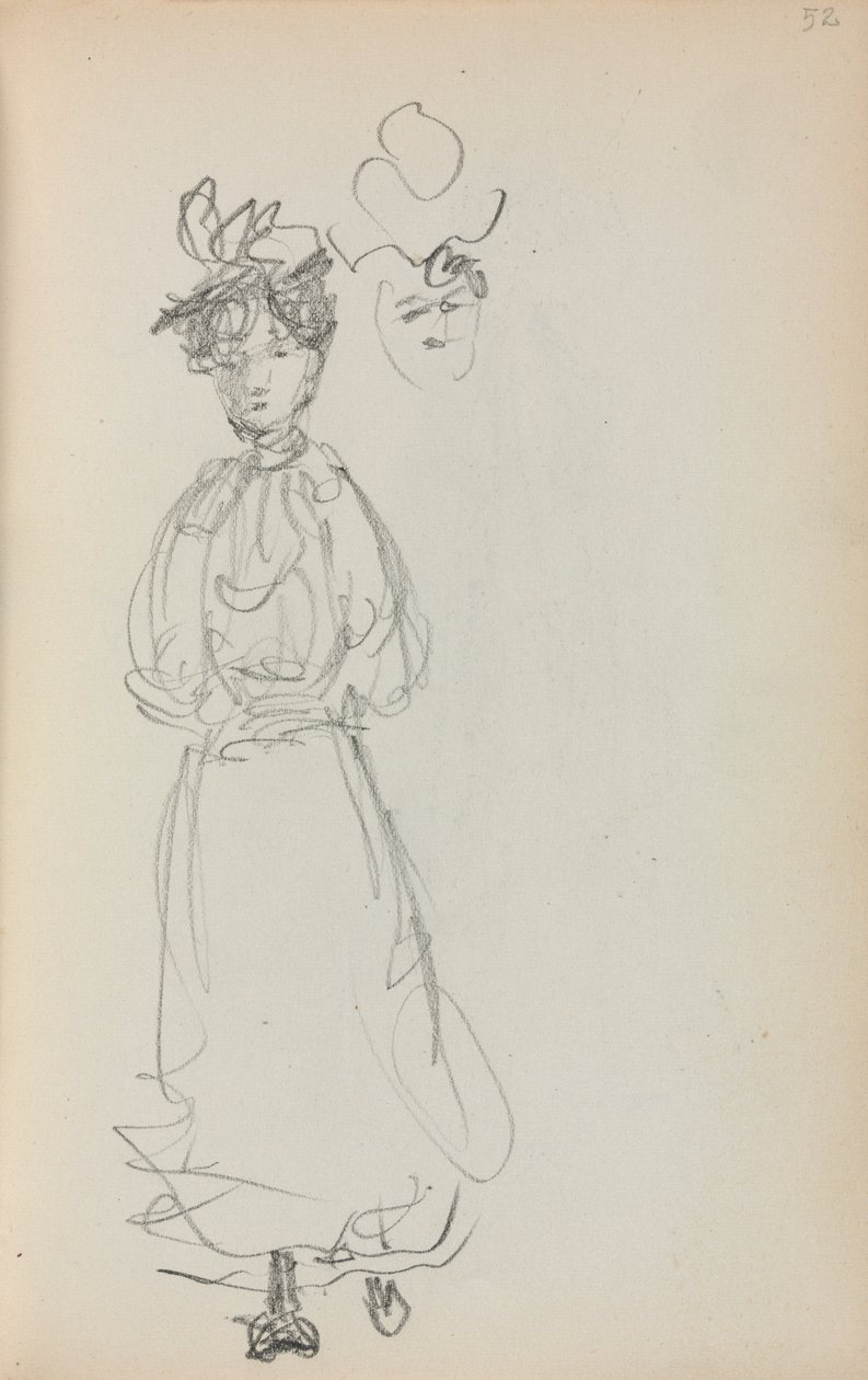 Italský náčrtník: Stojící žena, strana 52, 1898-1899. od Maurice Brazil Prendergast