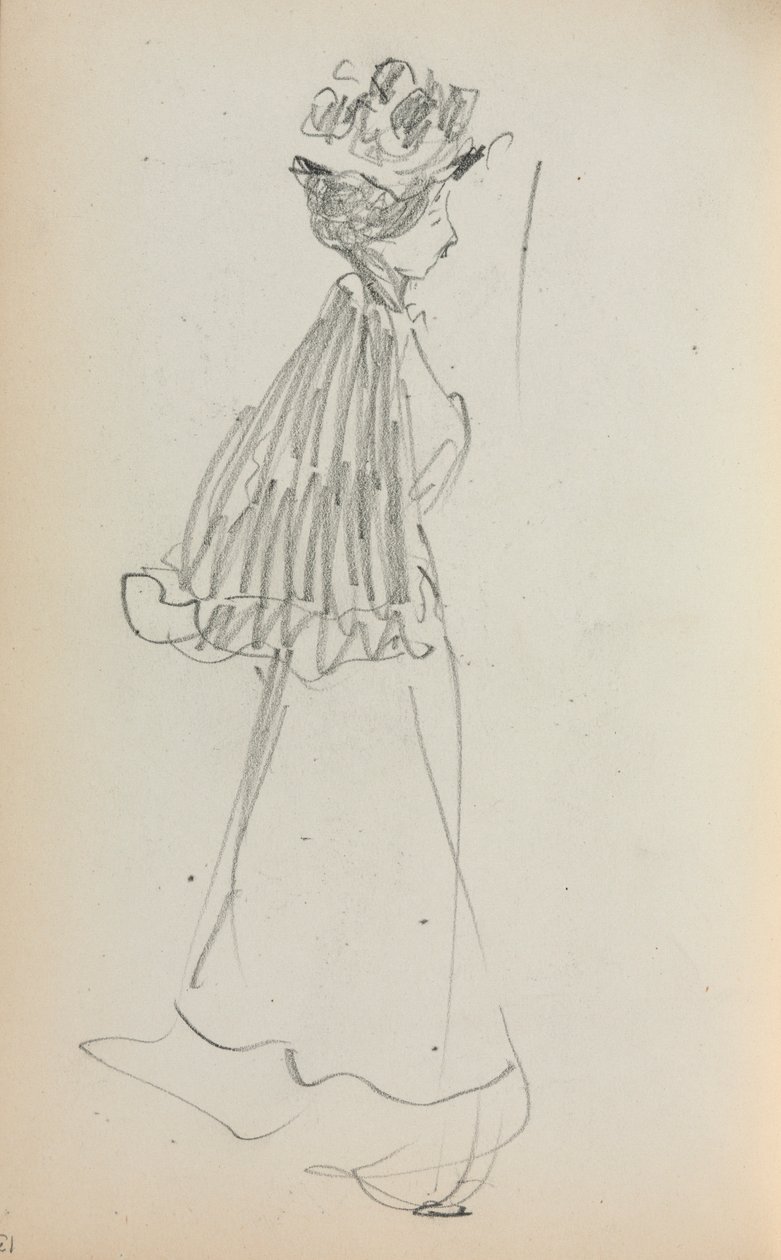 Italský náčrtník: Stojící žena v profilu strana 130, 1898-1899. od Maurice Brazil Prendergast