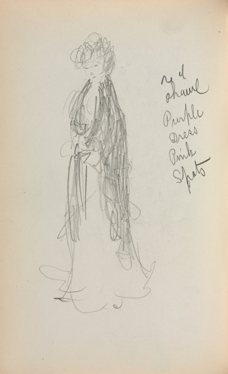 Italský náčrtník: Stojící žena s šátkem strana 53, 1898-1899. od Maurice Brazil Prendergast
