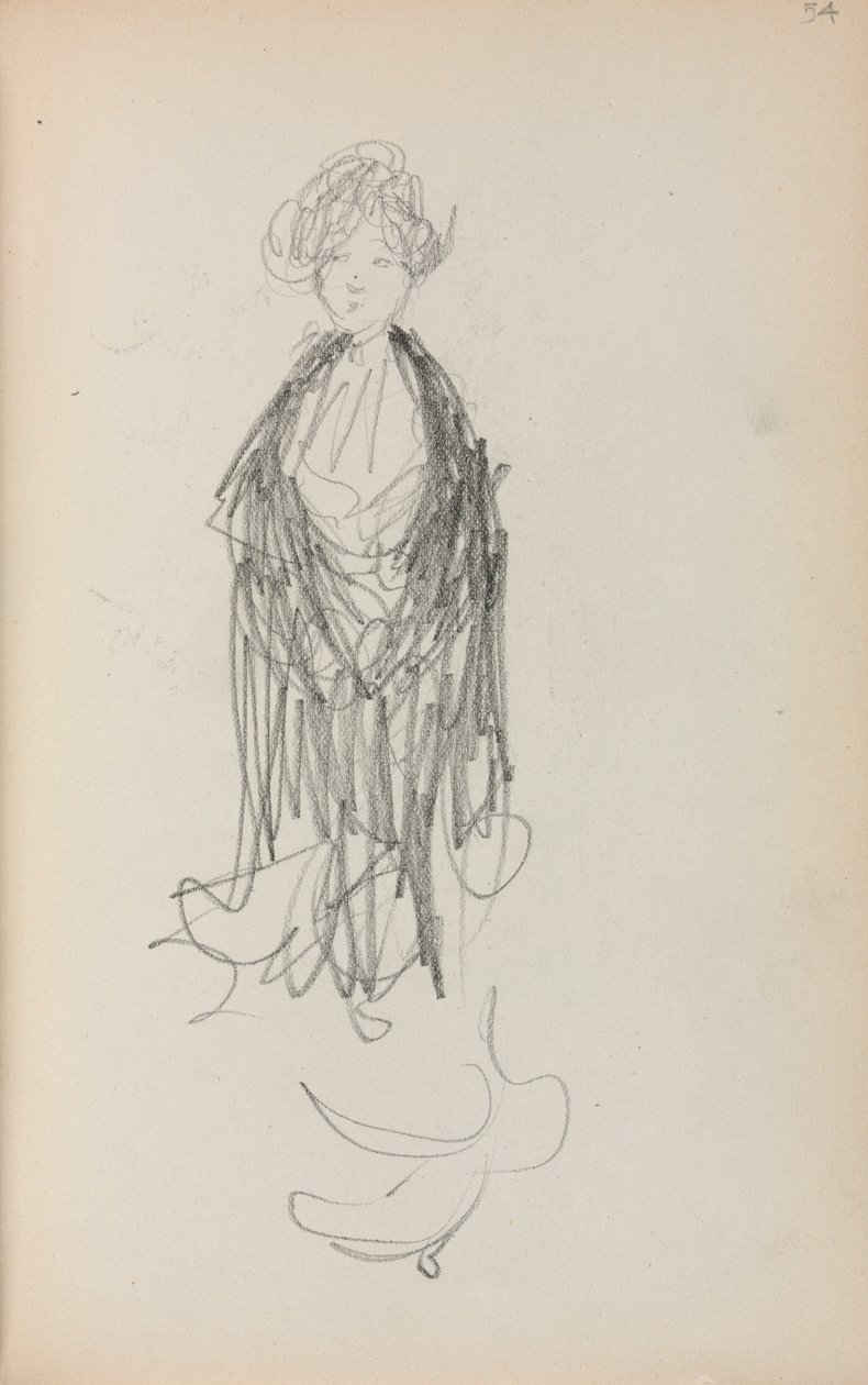Italský náčrtník: Stojící žena s šátkem strana 54, 1898-1899. od Maurice Brazil Prendergast