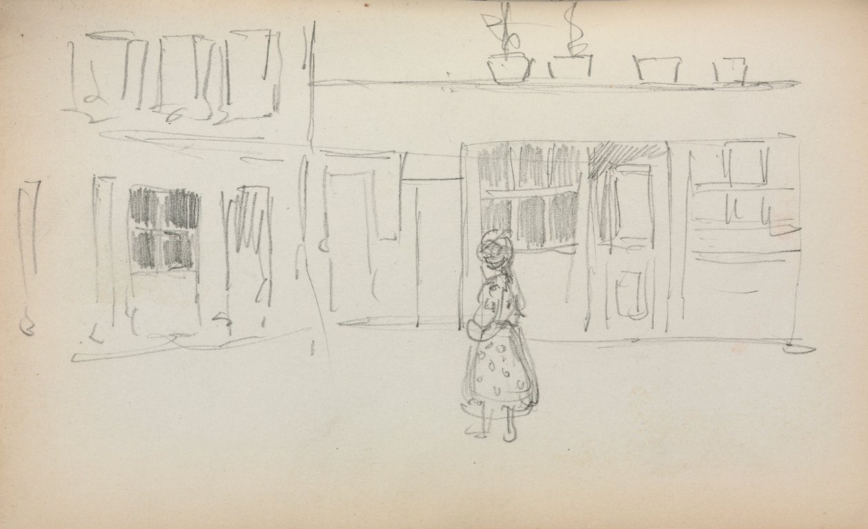 Italský skicář: Pouliční scéna s dívkou strana 159, 1898-1899. od Maurice Brazil Prendergast
