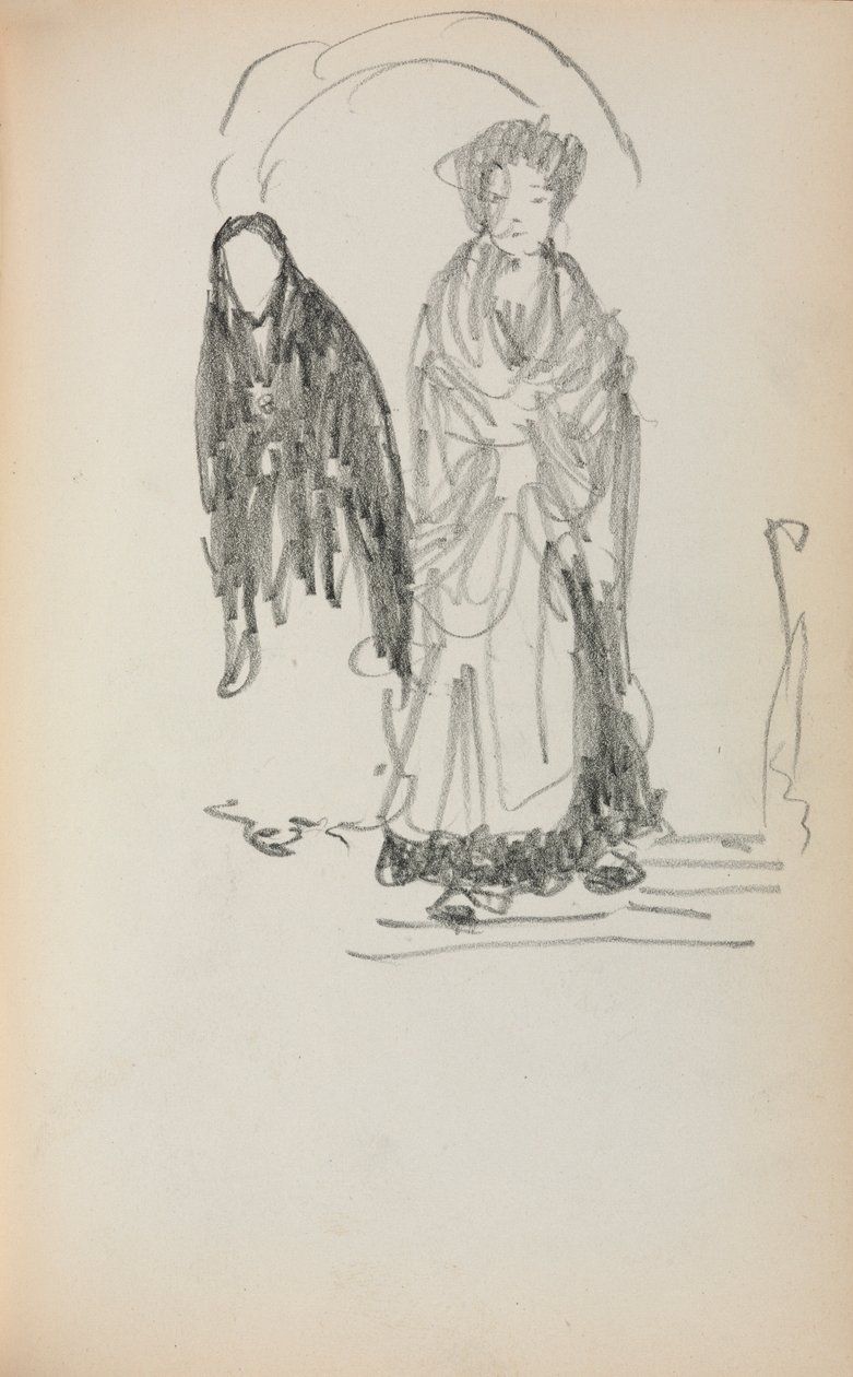 Italský náčrtník: Dvě stojící ženy strana 123, 1898-1899. od Maurice Brazil Prendergast