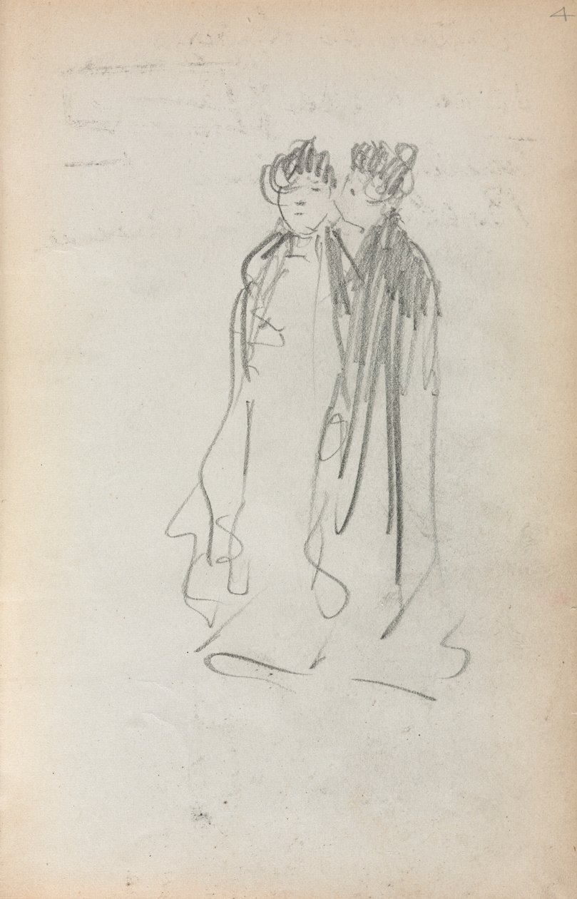 Italský náčrtník: Dvě stojící ženy strana 4, 1898-1899. od Maurice Brazil Prendergast