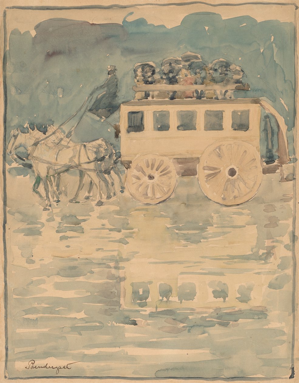 Pařížský omnibus, 18931894 od Maurice Brazil Prendergast