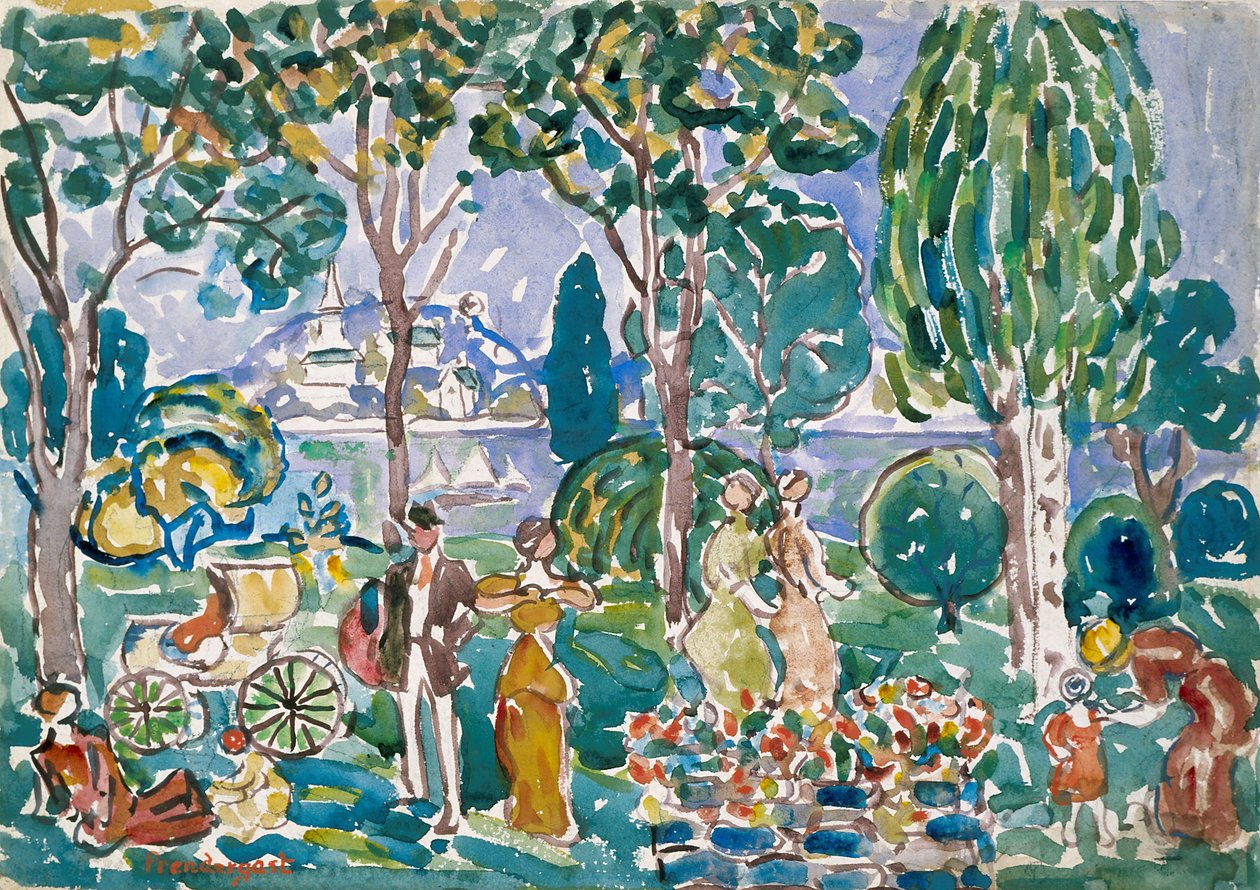 The Park, Salem (akvarel přes tužku na papíře) od Maurice Brazil Prendergast