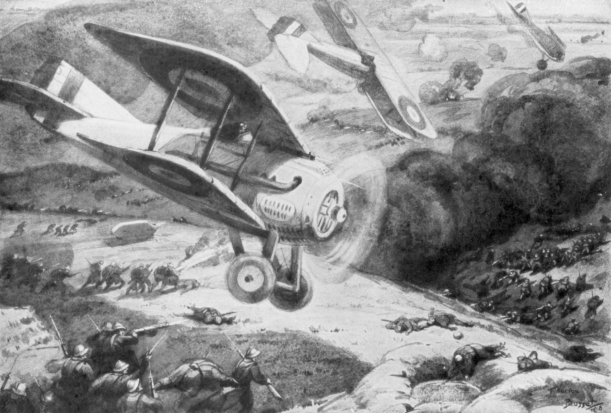 Letecká jízda, útočící na pěchotu, 1918, 1926 od Maurice Busset