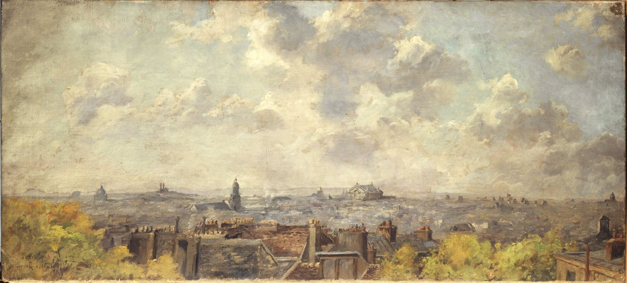 Panoramatický pohled na Paříž z ulice Victor-Massé, 4-1886 (olej na plátně) od Maurice Dainville