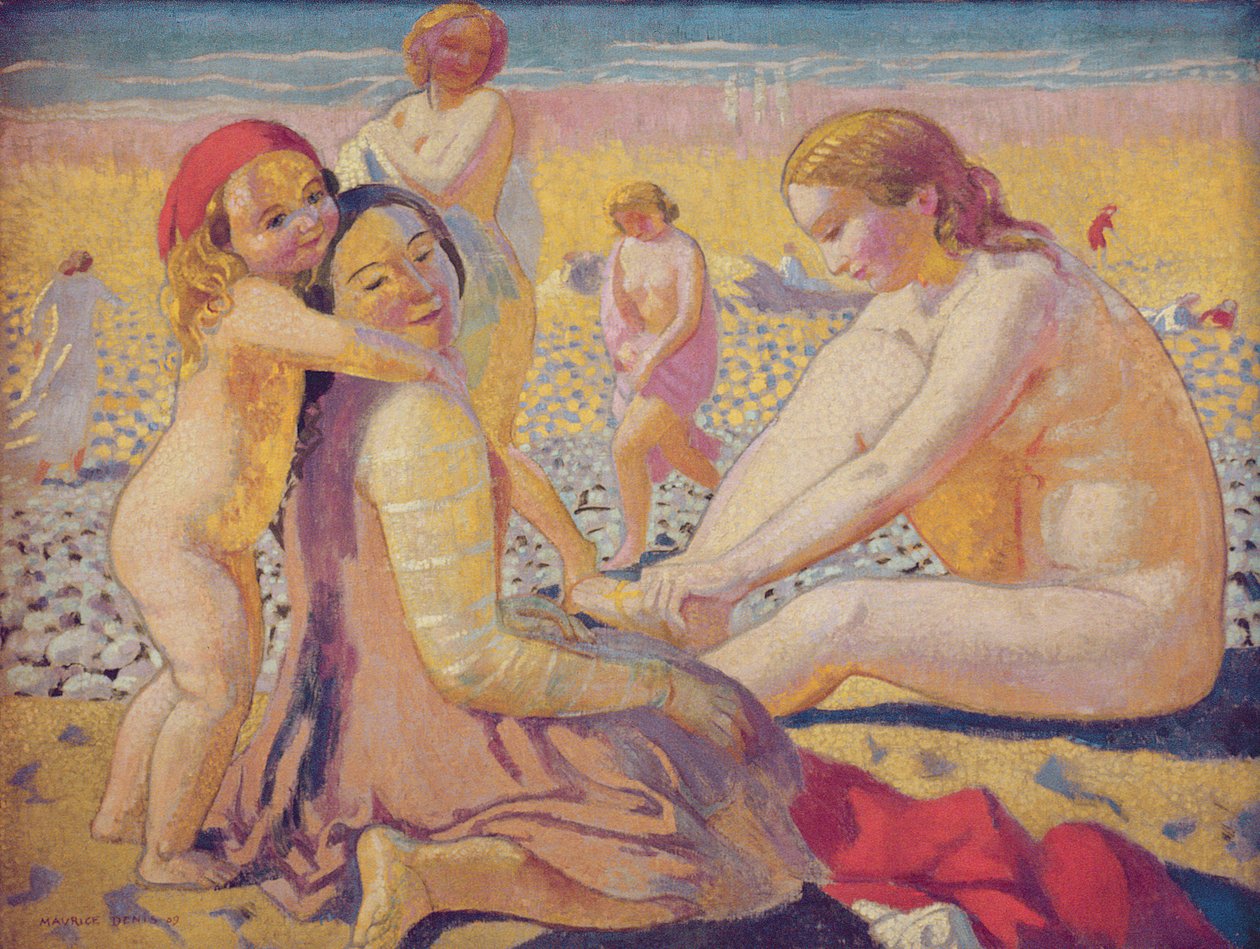 Na pláži s červeným kloboukem od Maurice Denis
