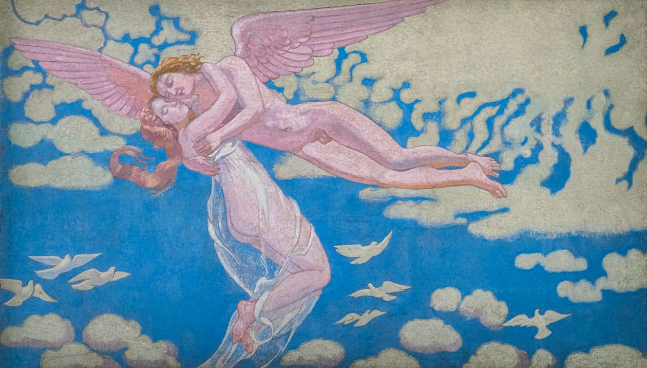 Příběh psychiky, panel VII. Cupid nesoucí psychiku až do nebe od Maurice Denis