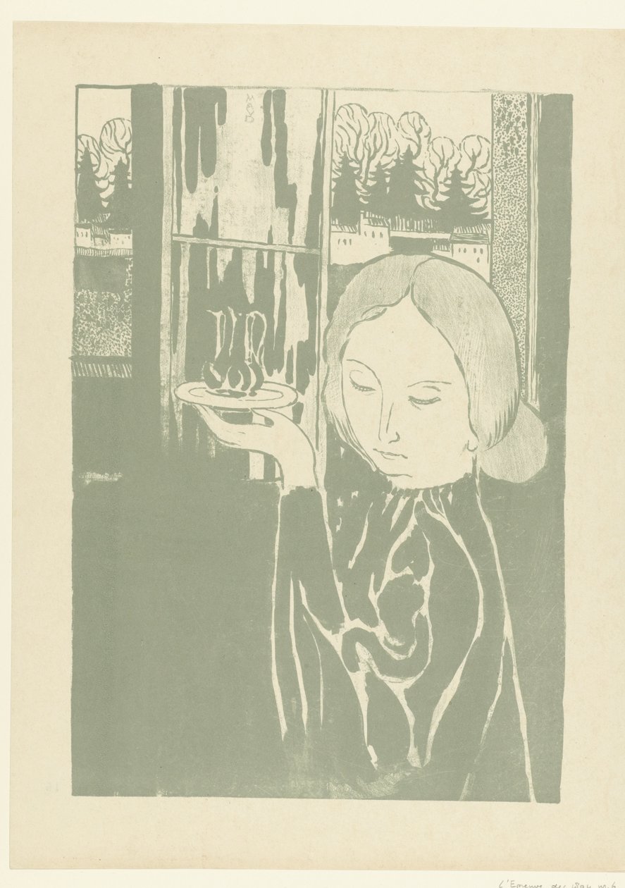 Vrouw se setkal s vodníkem op dienbladem Žena s konvicí The Trial (název série) od Maurice Denis