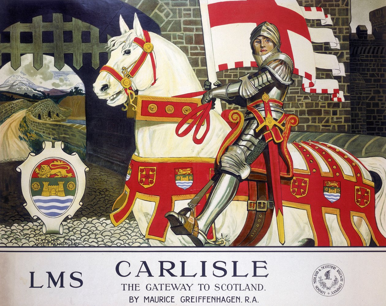 "Carlisle: Brána do Skotska", plakát LMS od Maurice Greiffenhagen