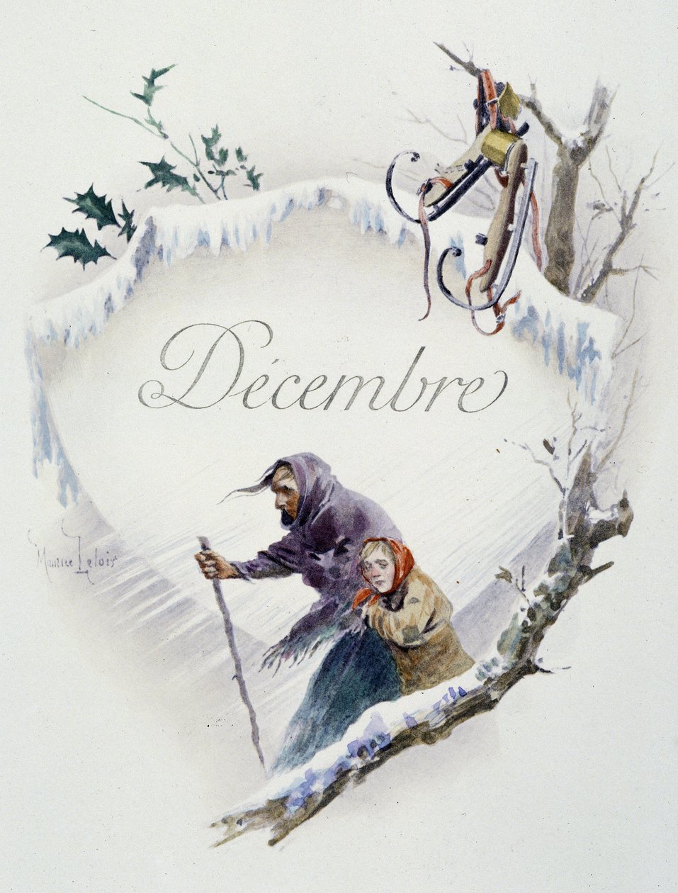 Prosinec “”Song of the month”” od Jérôme Doucet, ilustrace - Maurice Leloir, ed. Remeš 1904. L. Michaud od Maurice Leloir