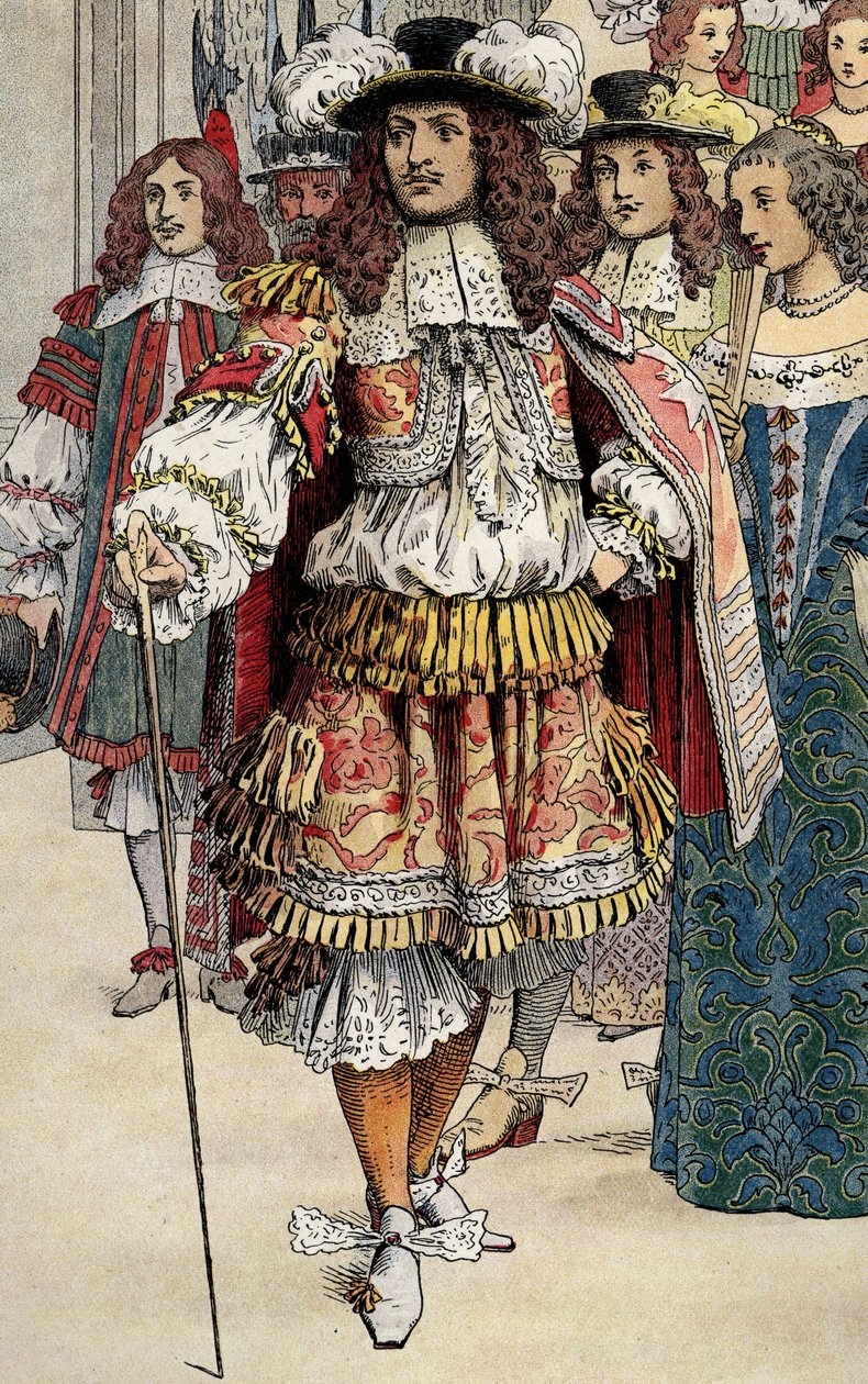 Francouzský král Ludvík XIV. na svém zámku Vaux Le Vicomte od Maurice Leloir