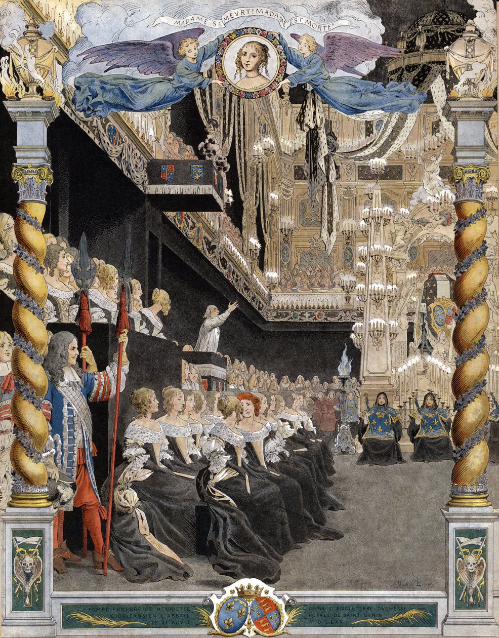 Pohřeb Henriette Anne (Henriette-Anne) z Anglie (1644-1670), v bazilice Saint Denis (Saint Denis) dne 21. od Maurice Leloir