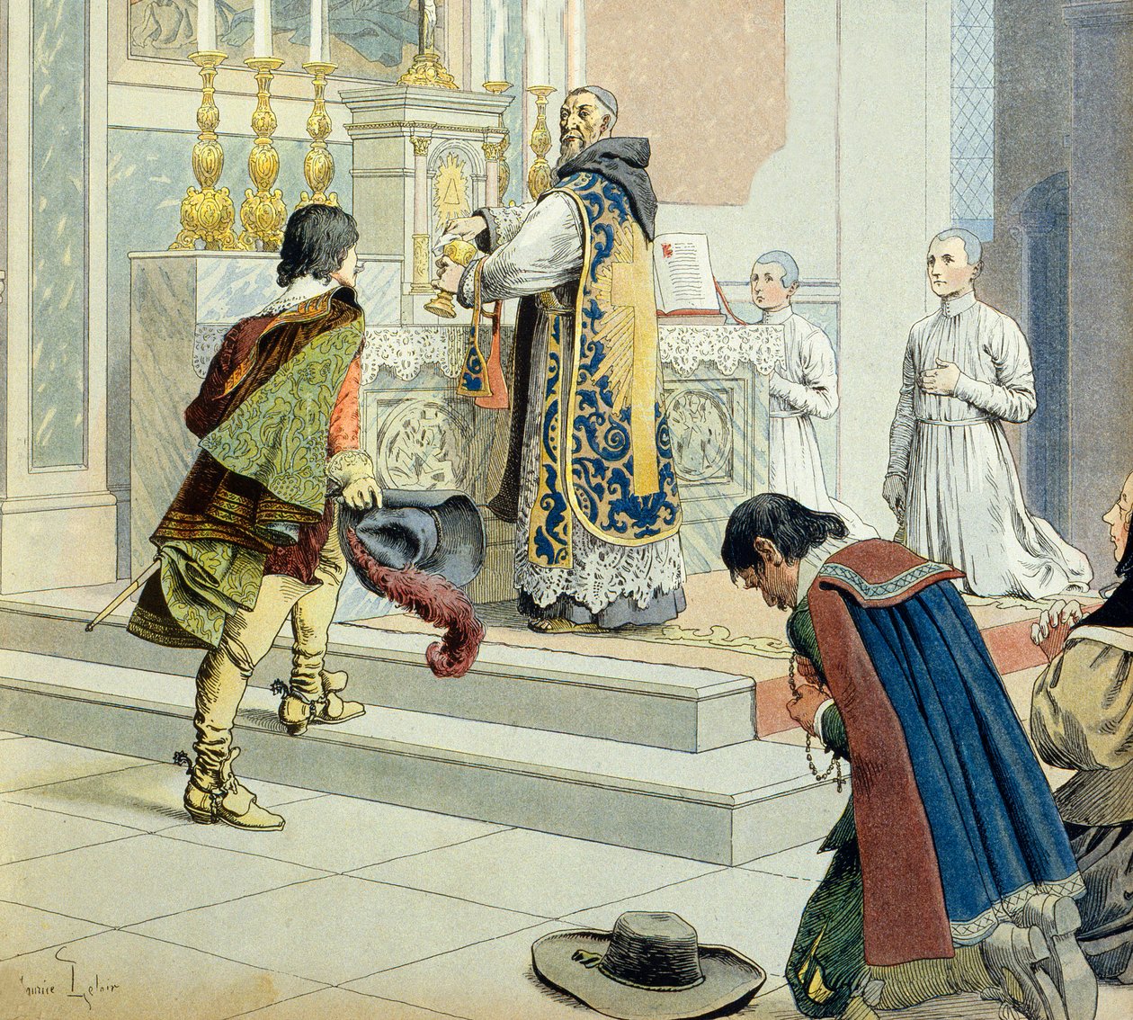 Historie Francie: Francois Leclerc du Tremblay řekl, že otec Joseph (1577-1638) eminence grise (důvěrník a spolupracovník) kardinála Richelieu (Armand Jean du Plessis) od Maurice Leloir