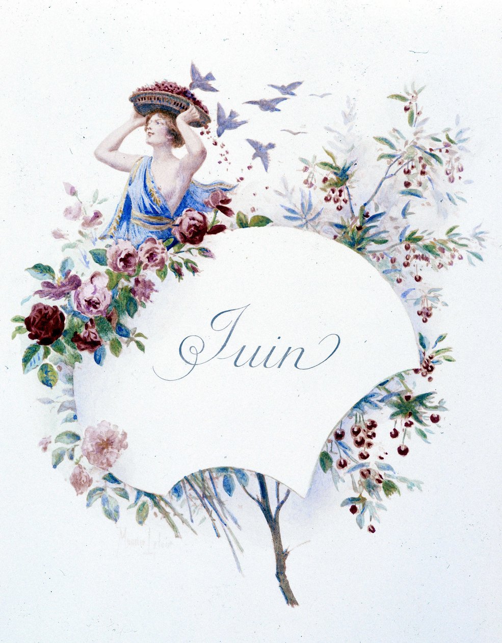 Červen “Píseň měsíce”” od Jérôma Douceta, ilustrace - Maurice Leloir, ed. Remeš 1904. L. Michaud od Maurice Leloir