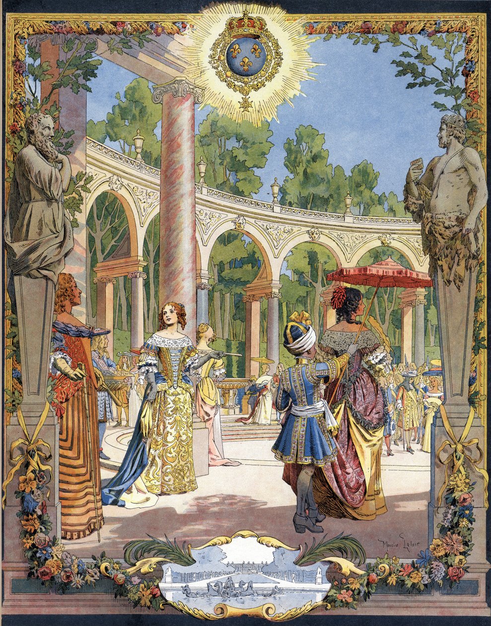 Král Ludvík XIV. známý jako Král Slunce (King Sun nebo Ludvík Veliký od Maurice Leloir