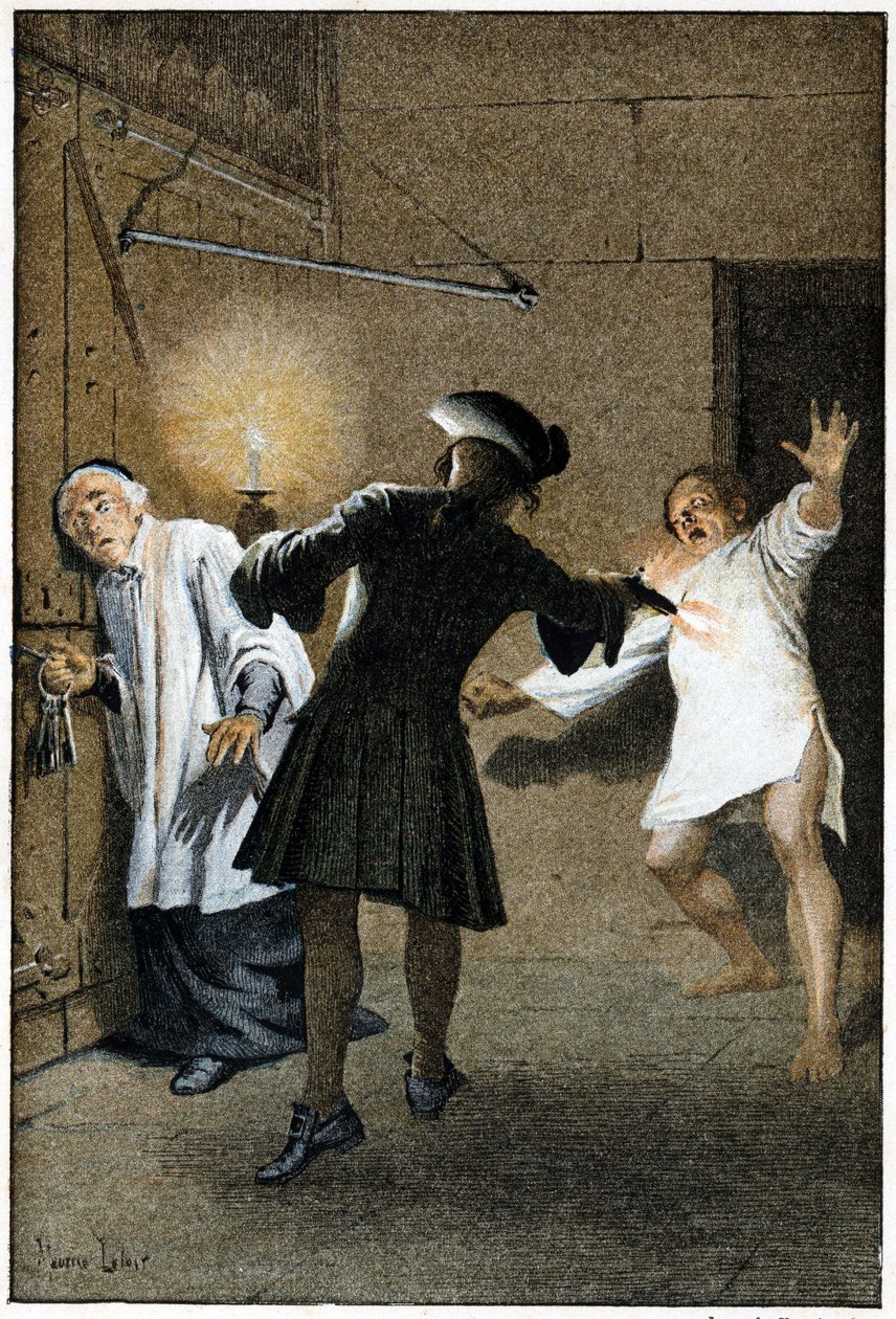 Útěk - v „Historie Manon Lescaut a rytíře Des Grieux“ od abbého Prevosta (1697-1763), francouzského spisovatele. Rytina podle kreseb Maurice Leloira (1885). od Maurice Leloir