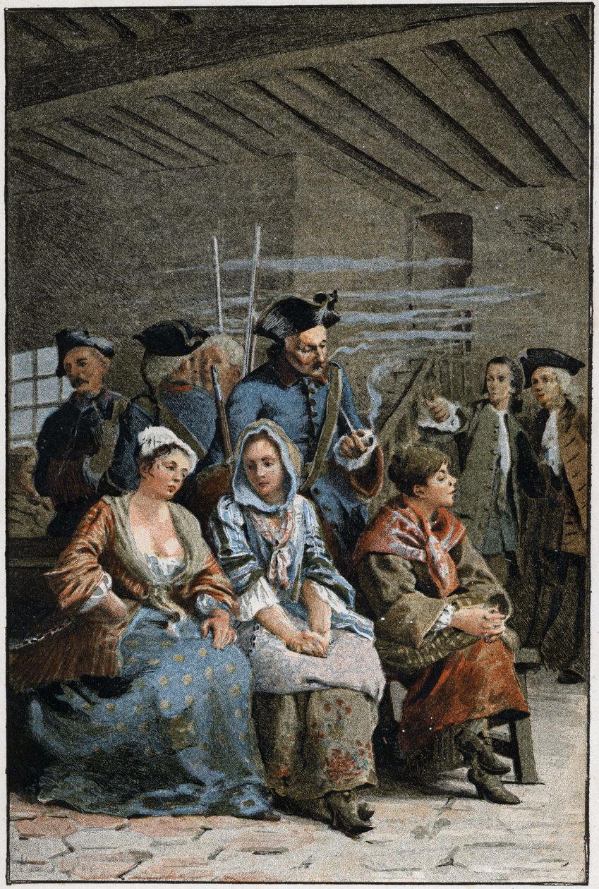 La Chaine - v „Dějinách Manon Lescaut a rytíře Des Grieux“ od abbého Prevosta (1697-1763), francouzského spisovatele. Rytina podle kreseb Maurice Leloira (1885). od Maurice Leloir