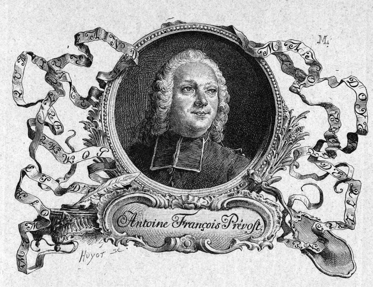 Abbe Prevost (1697-1763), francouzský spisovatel, v „Příběhu rytíře Des Grieux a Manon Lescaut“. Rytina podle kreseb Maurice Leloira (1885). od Maurice Leloir