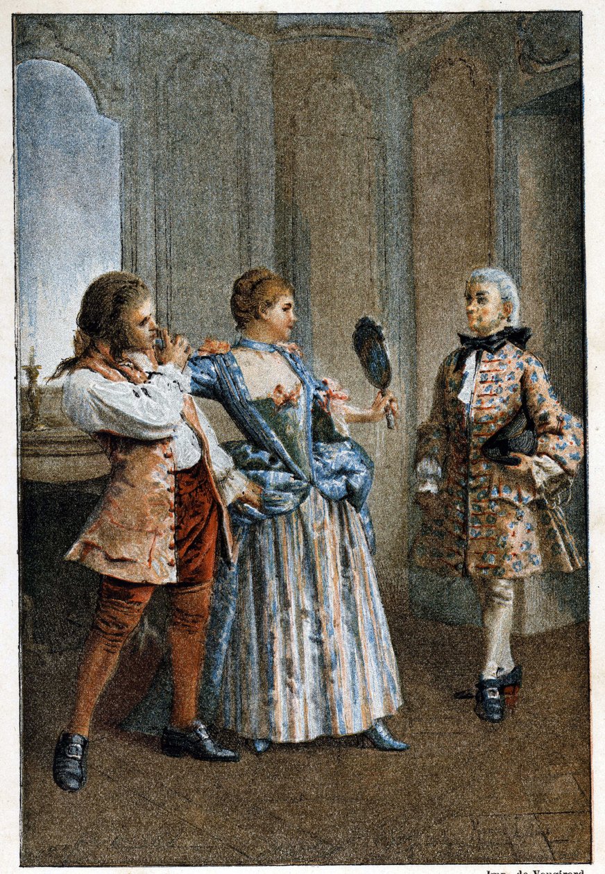 Le Miroir - v „Dějinách Manon Lescaut a rytíře Des Grieux“ od abbého Prevosta (1697-1763), francouzského spisovatele. Rytina podle kreseb Maurice Leloira (1885). od Maurice Leloir