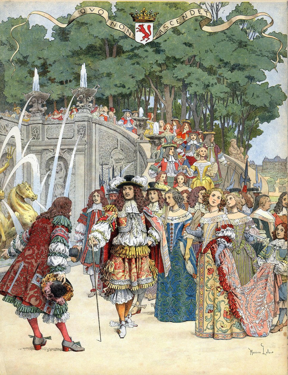 Nicolas Fouquet přijímá anglického krále Ludvíka XIV. na svém zámku Vaux Le Vicomte, Francie, 17. srpna od Maurice Leloir