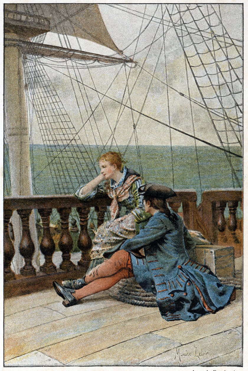 Na lodi „Historie Manon Lescaut a Chevalier Des Grieux“ od abbého Prevosta (1697-1763), francouzského spisovatele. Rytina podle kreseb Maurice Leloira (1885). od Maurice Leloir