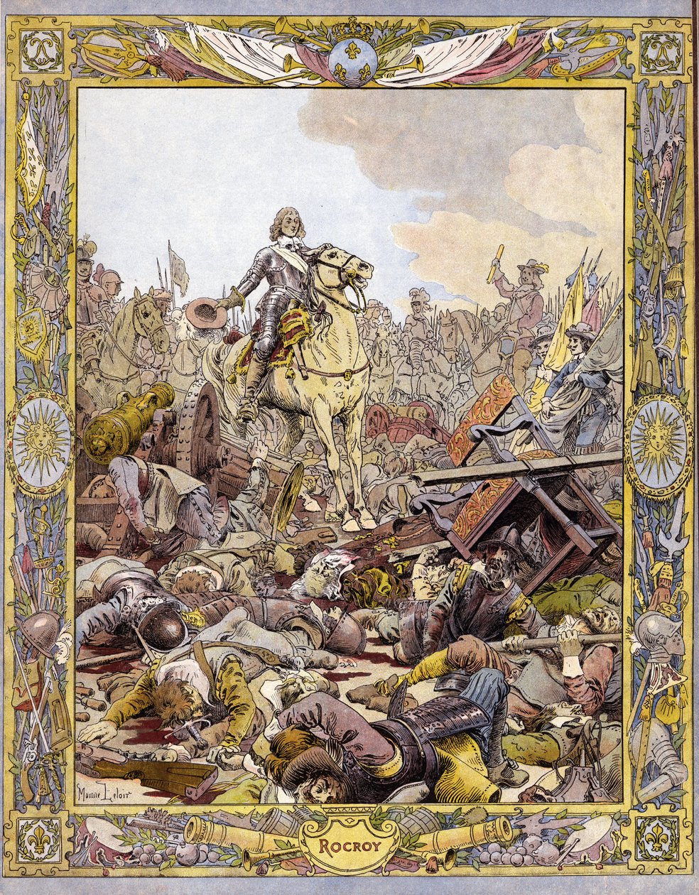 Princ Ludvík II. z Bourbon Conde (Bourbon-Conde), známý jako Grand Conde (1621-1686), vévoda z Enghien pozdraví mrtvolu hraběte z Fontaine v bitvě u Rocroi (Rocroy) proti Španělům, 19. května od Maurice Leloir