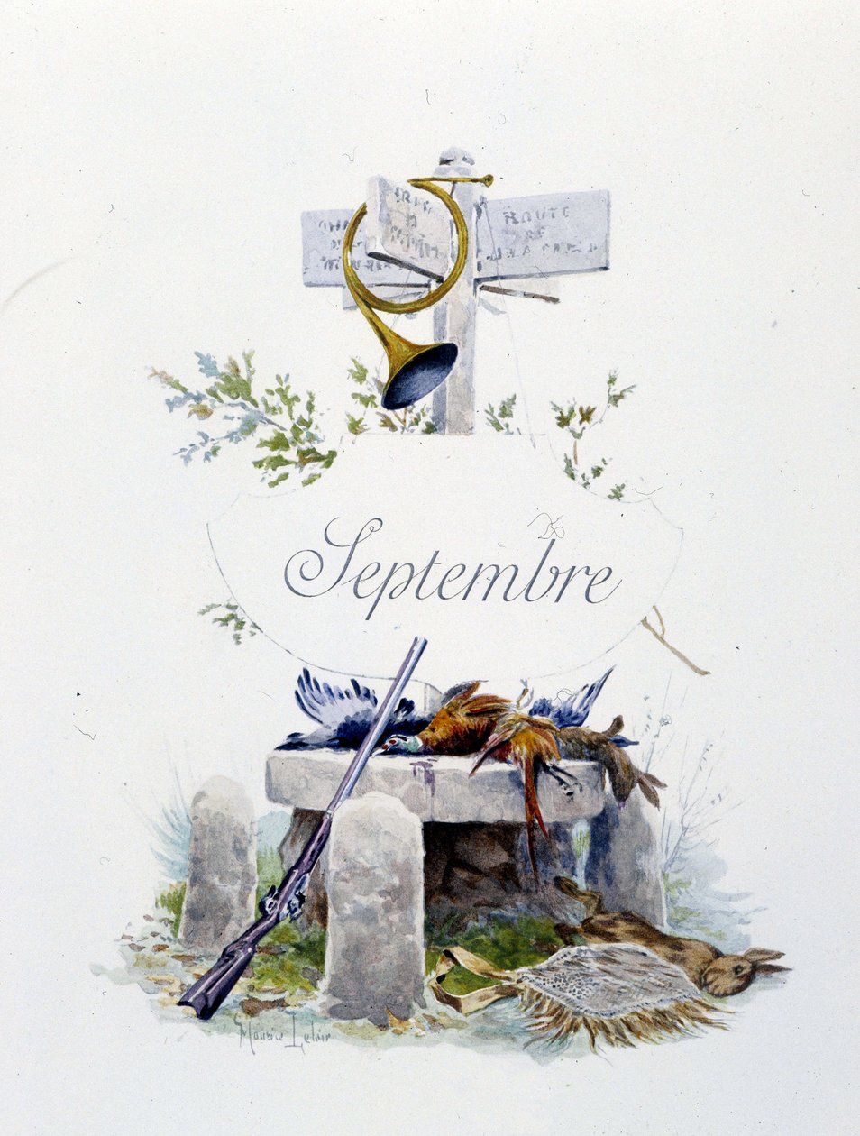 září „Song of the month“ od Jérôme Doucet, ilustrace - Maurice Leloir, ed. Remeš 1904. L. Michaud od Maurice Leloir