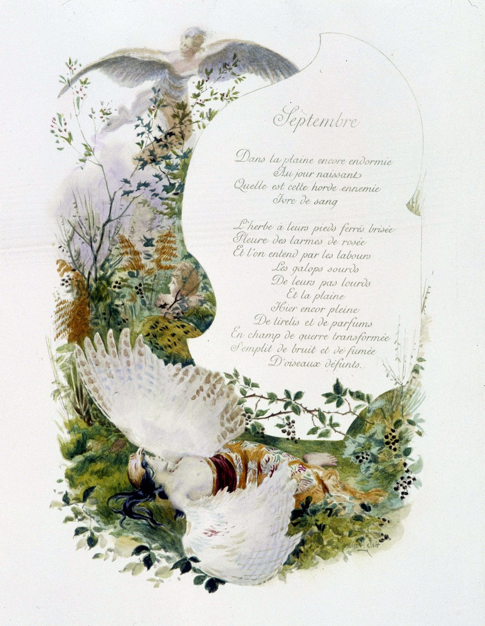 září „Song of the month“ od Jérôme Doucet, ilustrace - Maurice Leloir, ed. Remeš 1904. L. Michaud od Maurice Leloir
